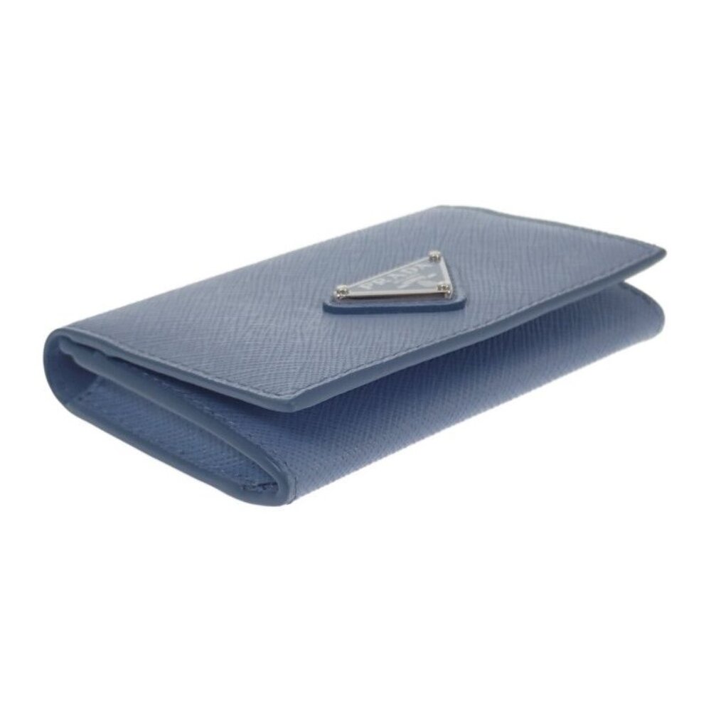 Prada Saffiano Triangle 1 Mc110 qhh f0 ozx Card Case Saffiano Light Blue Silver - Picture 3 of 8